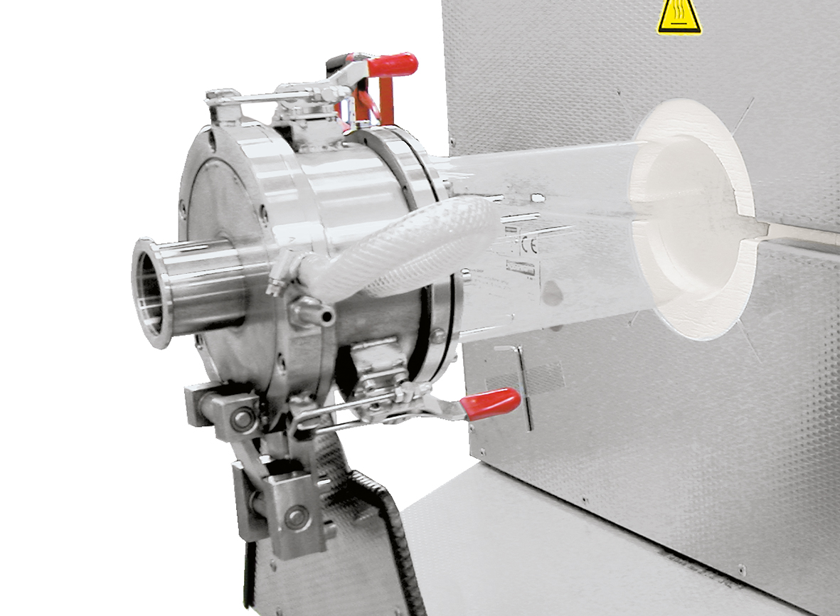 Quartz glass and flanges for protective gas operation as optional equipment
